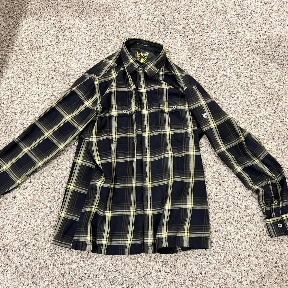 Kuhl Men's XL black/yellow plaid flannel